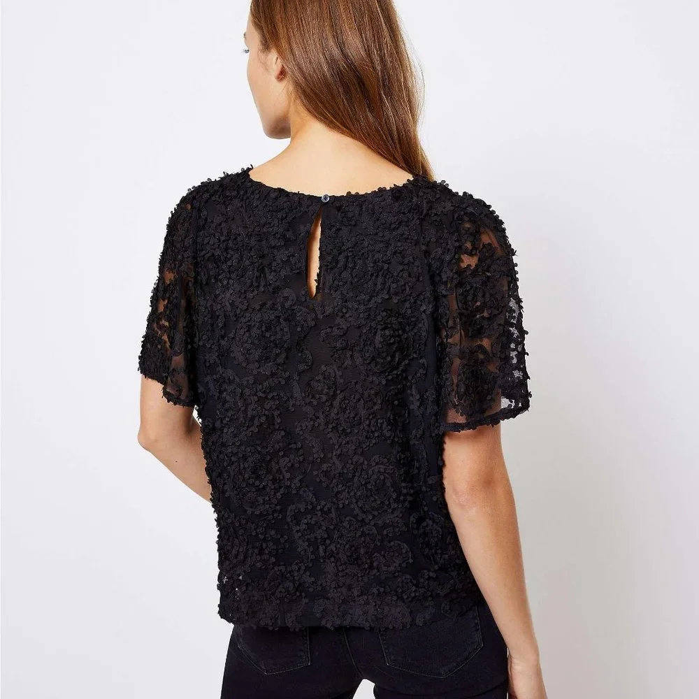 Loft PXXS Tulle Puff Sleeve Top